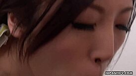 japanese kaori buki drops to her knees in the bathroom for uncensored oral and handjob action