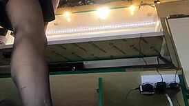 Tracy's Sexy Shaved Pussy Upskirt Flash At Work