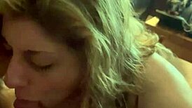 Hot milf devours hubby's monster cock deepthroat! Cum facial explosion awaits