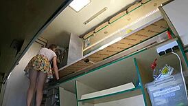 boss upskirts dumb girl's mini skirt panties at work... wanna see her shaved pussy?