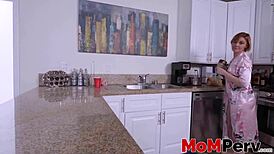 Redhead milf mother-in-law deepthroats monster cock in hot pov blowjob