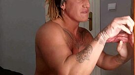 Muscular Milf's Big Clit Squirts in Extreme Double Anal Penetration