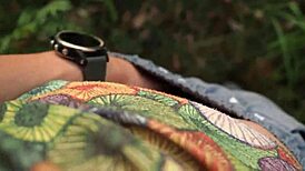 Real amateur couple enjoys outdoor anal creampie doggystyle deep in forest with close-up