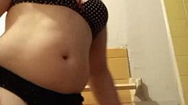 why wear piss-soaked underwear when it clings so tight to her petite tits?