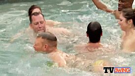 i can't resist joining this couple in the jacuzzi for some wet oral foreplay fun