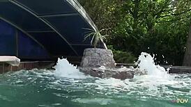 i crave licking my playful lesbian teen's shaved pussy poolside