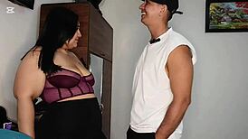 horny plump girlfriend sneaks porn video shoot with lover as clueless boyfriend stays home. she spreads juicy ass for rough doggystyle cum