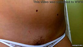 angelique kithos in sexy lingerie... close-up on those hairy panties teasing