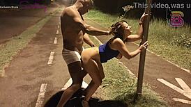 cuckold watches old lover's big black cock stretch wife's pussy outdoors