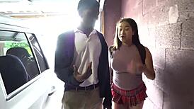 Schoolgirl Ashley Paige Deepthroats Monster Black Cock for Huge Facial Cumshot