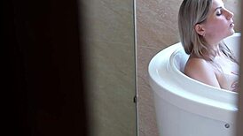 Horny Stepmom Seduces StepSon Swallows His Huge Load in Bathroom