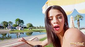 Kylie Rocket takes big black cocks in interracial gangbang orgy outdoors