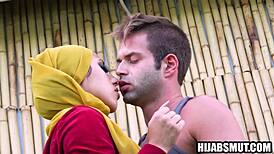 Flexible Arab housewife deepthroats trainer's cock cheating on husband during workout