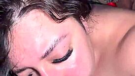 nerd friend gets bareback christmas pussy creampie from submissive brazilian