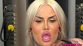 Shemale with big tits titfucks cock before riding anal deep