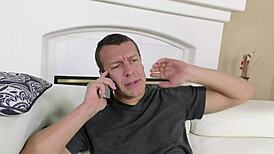 Rebel stepdaughter bends over ass up as stepdad roughly teaches her a hard lesson with tits bouncing wildly