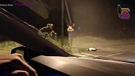 cuckold watches old lover's big black cock stretch wife's pussy outdoors