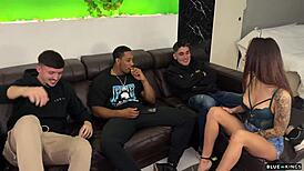 she tricks friend into towel drop for sneaky living room creampie fuck with dirty talk