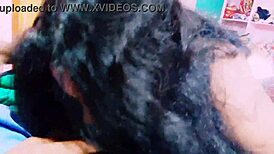 Indian aunty wife and husband deliver dirty telugu talk in threesome double blowjob action