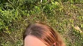 curvy couple risks rough outdoor sex in park almost getting caught by passersby