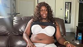 Olympic ebony athlete Althea Charless bares plump pussy for interracial casting couch