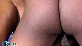 Chubby girlfriend's big ass fucked hard by black friend with creampie finish