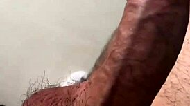 guy strokes cock hard till he squirts everywhere