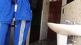 schoolgirl gets grabbed for quick tight pussy fuck in the school bathroom toilet