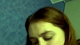 sexy russian teen slurps young man's throbbing cock