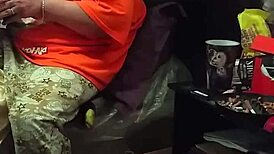 my stepmom pretends not to stare at my huge dick