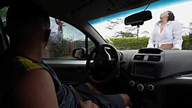 hot colombian melany latina and friends wash cars then ride huge cocks in wild orgy!
