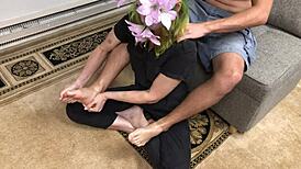 belyla bradley strokes cock perfectly with her soft feet