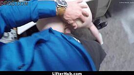 skinny teen thief PUNISHED with hard FUCK after garage strip search!