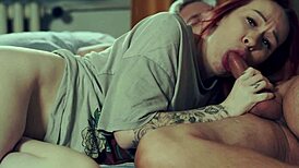 step mom slips into bed with step son for juicy nighttime fingering and blowjob fun.