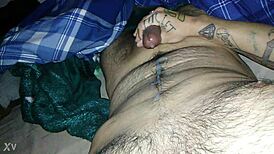 darius andino strokes his cock furiously until massive cum explosion hits