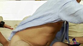 tailor blasts cum all over their huge tits after epic dick sucking