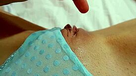 french petite comes home from work and caresses her tight pussy on cam