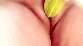 newlywed horny indian village chubby girl fingers wet pussy then fucks huge vegetable hard