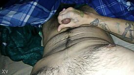 darius andino strokes his cock furiously until massive cum explosion hits