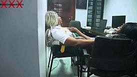 Teacher we show you fucking two tight student pussies hard