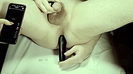 this amateur couple grabs a vibrator and milks his prostate till he explodes