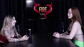 thai tattooed swinger thaisa teases in sheer red during filthy porn cast interview