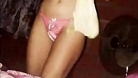 Colombian teen niece leaks steamy masturbation video undressing sensually