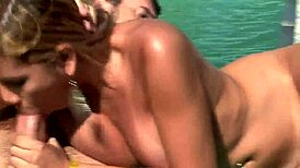 Two Hot Couples Meet for Poolside Anal Double Penetration
