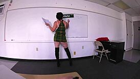 milf teacher spreads for classroom anal creampie