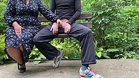 so the horny mother-in-law sneaks outdoors, milks son-in-law's huge load for her watching cuck hubby with those big natural tits bouncing