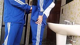 schoolgirl gets grabbed for quick tight pussy fuck in the school bathroom toilet