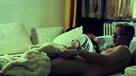 step mom slips into bed with step son for juicy nighttime fingering and blowjob fun.