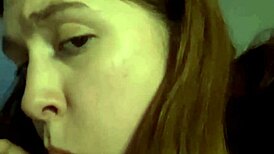 sexy russian teen slurps young man's throbbing cock