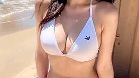 oh wow ai art shows cute beautiful bikini girl on sunny beach looks amazing